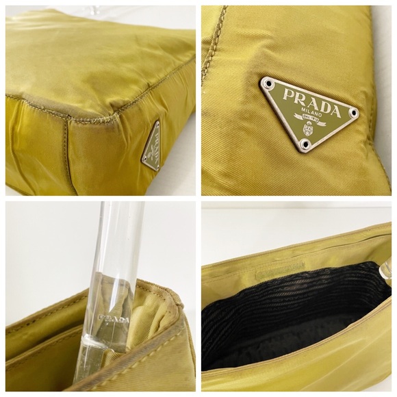 Prada green Tessuto nylon clear plexiglass handle shoulder bag vintage - Picture 5 of 11
